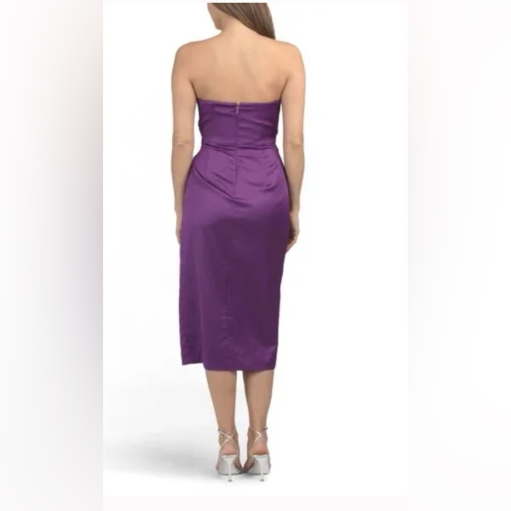 BCBGMAXAZRIA 2Y07D02 Purple Strapless Feather Detail Gown NWT - Picture 2 of 6